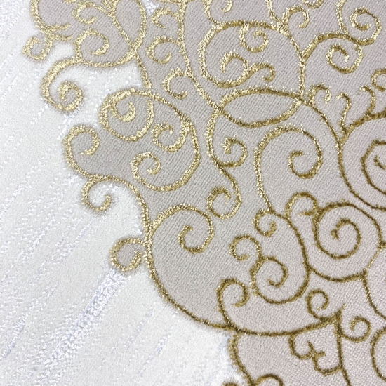 Designer Teppich mit Orientalischem Muster in weiß gold grau