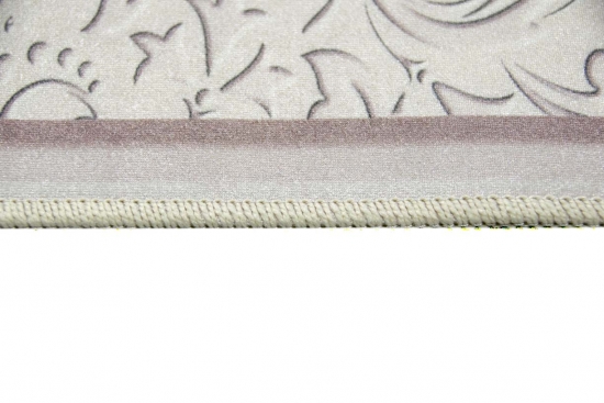 Print Teppich waschbar mit Blumen in Lila Creme Beige