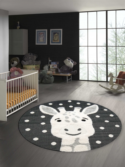 Kinderzimmer 3D Optik Giraffe creme grau schwarz