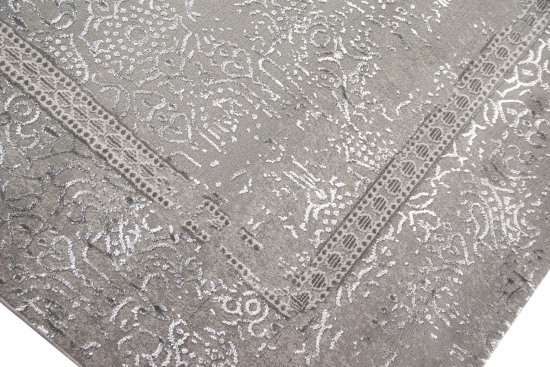 Designer Teppich Ornamente Orient in Grau Silber