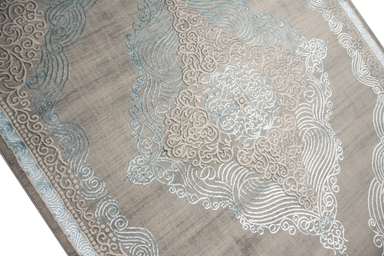 Designer Teppich Orient in Grau Silber Türkis