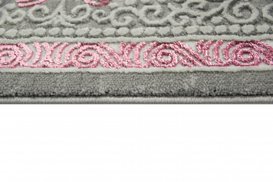 Designer Teppich Orientteppich in Grau Silber Rosa