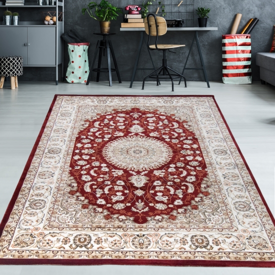 Orientalischer Teppich in Creme & Rot