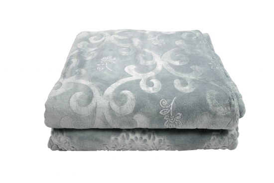 Tagesdecke Decke mit Ornamenten in grau silber