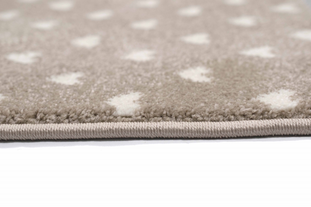 Kinderteppich Herzchen Wolken beige grau braun