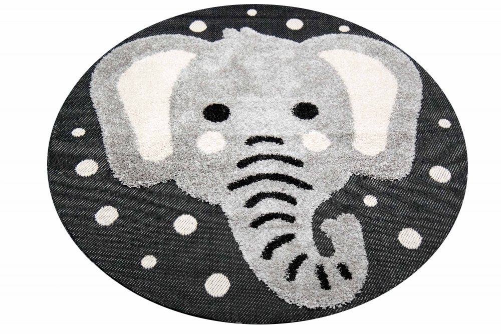 Kinderzimmer 3D Optik Elefant creme grau schwarz