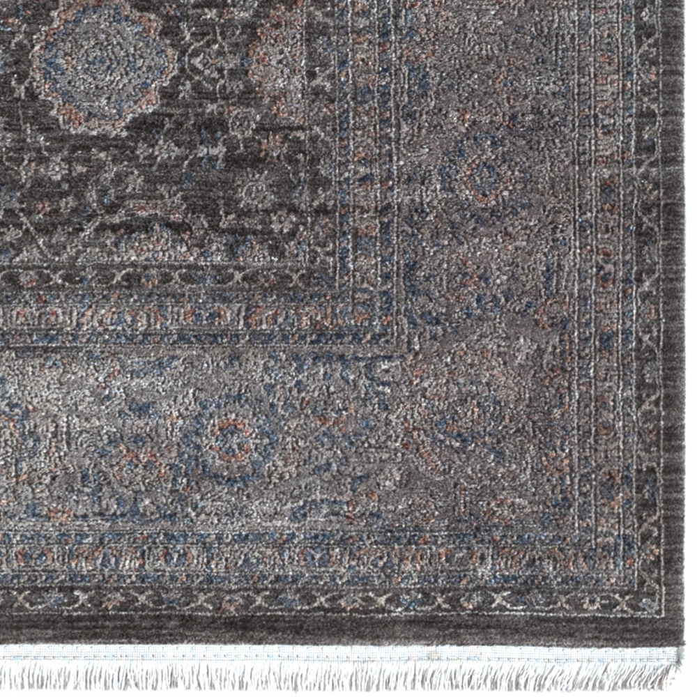 Teppich Orientalisch Blumen Ornamenten in grau blau