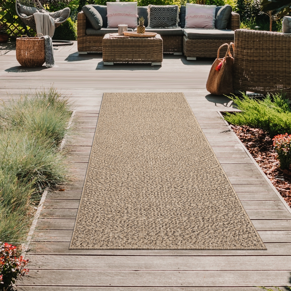 Outdoorteppich in Sisal-Optik für Balkon, Terrasse und Garten