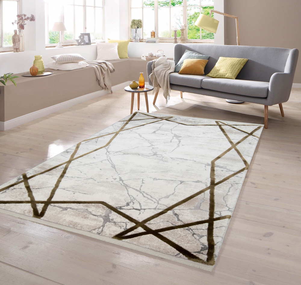 Marmorteppich geometrisches Muster beige