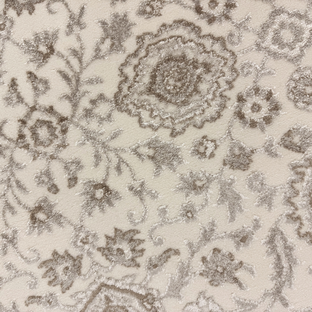 Eleganter Wohnzimmerteppich mit floralem Orientmuster in Beige