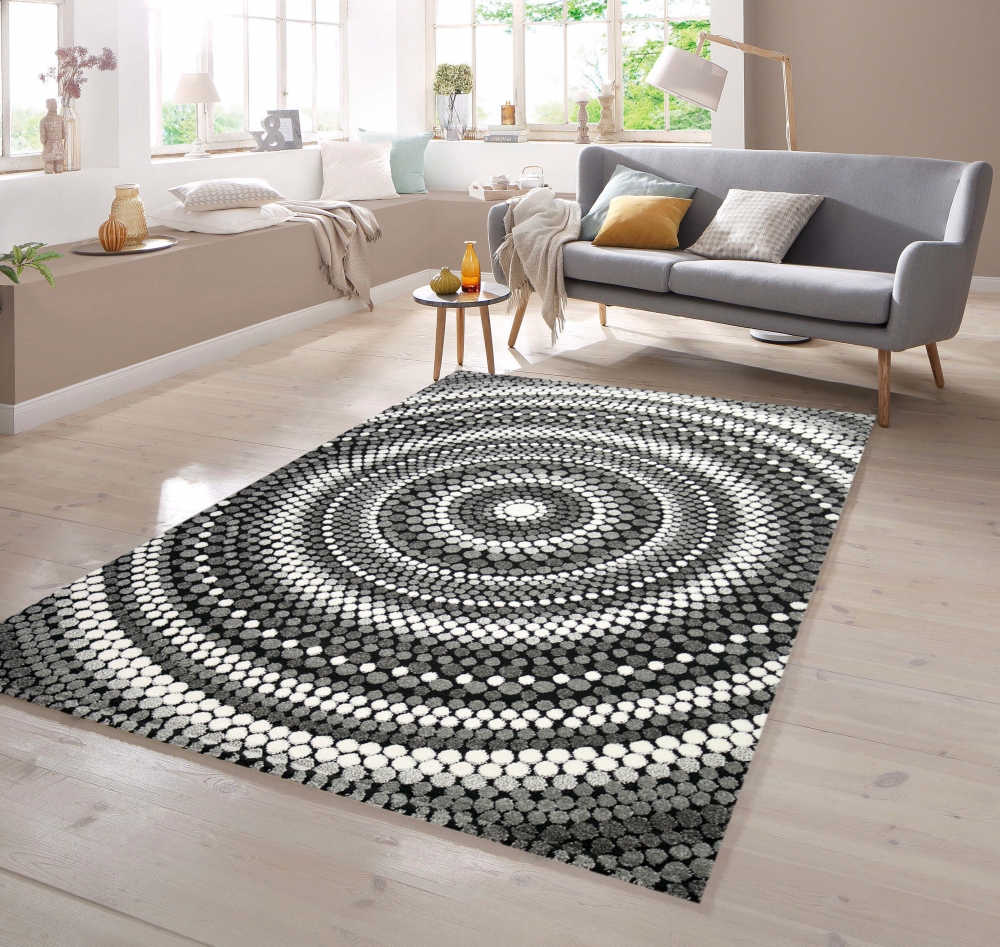 Teppich Mandala in grau creme