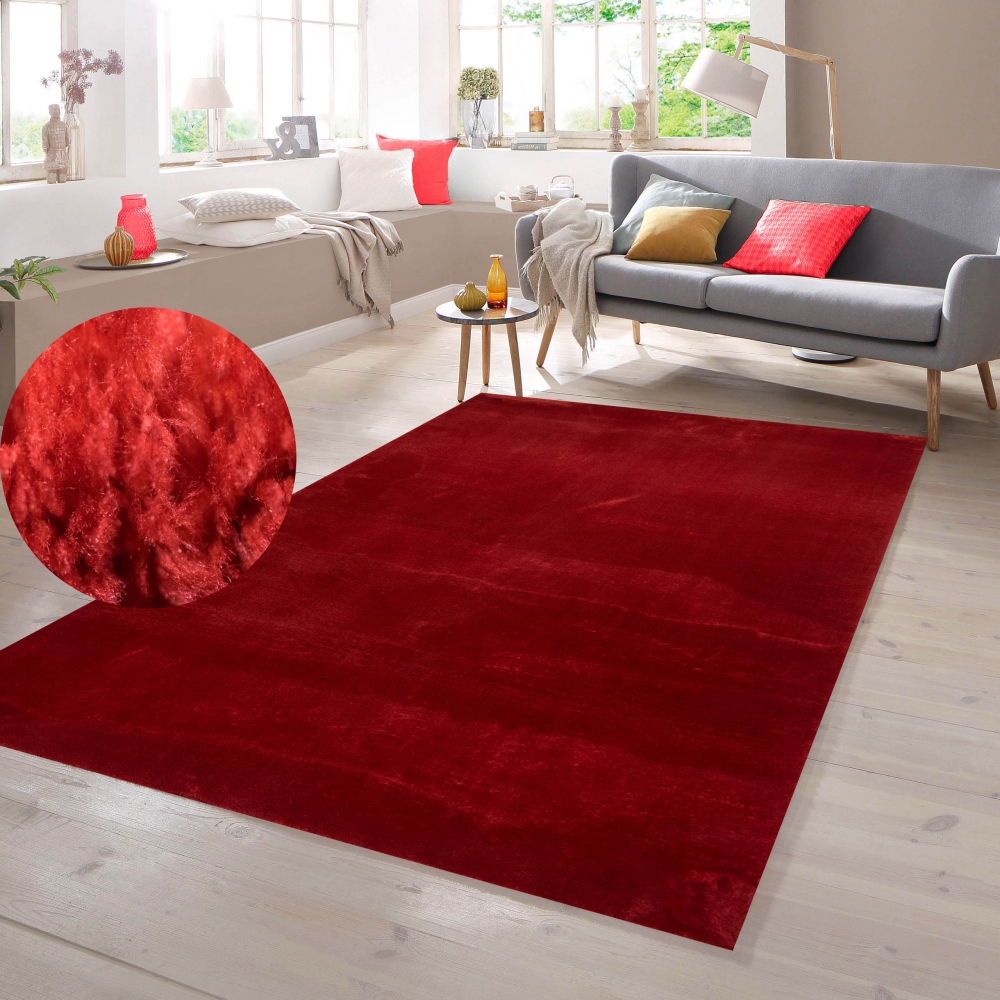 Teppich Shaggy  Flokati in rot