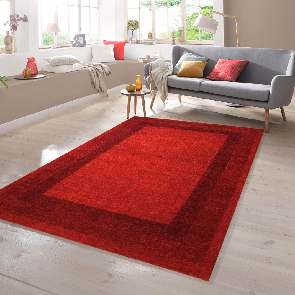 Designer Teppich mit Winchester Bordüre in Rot