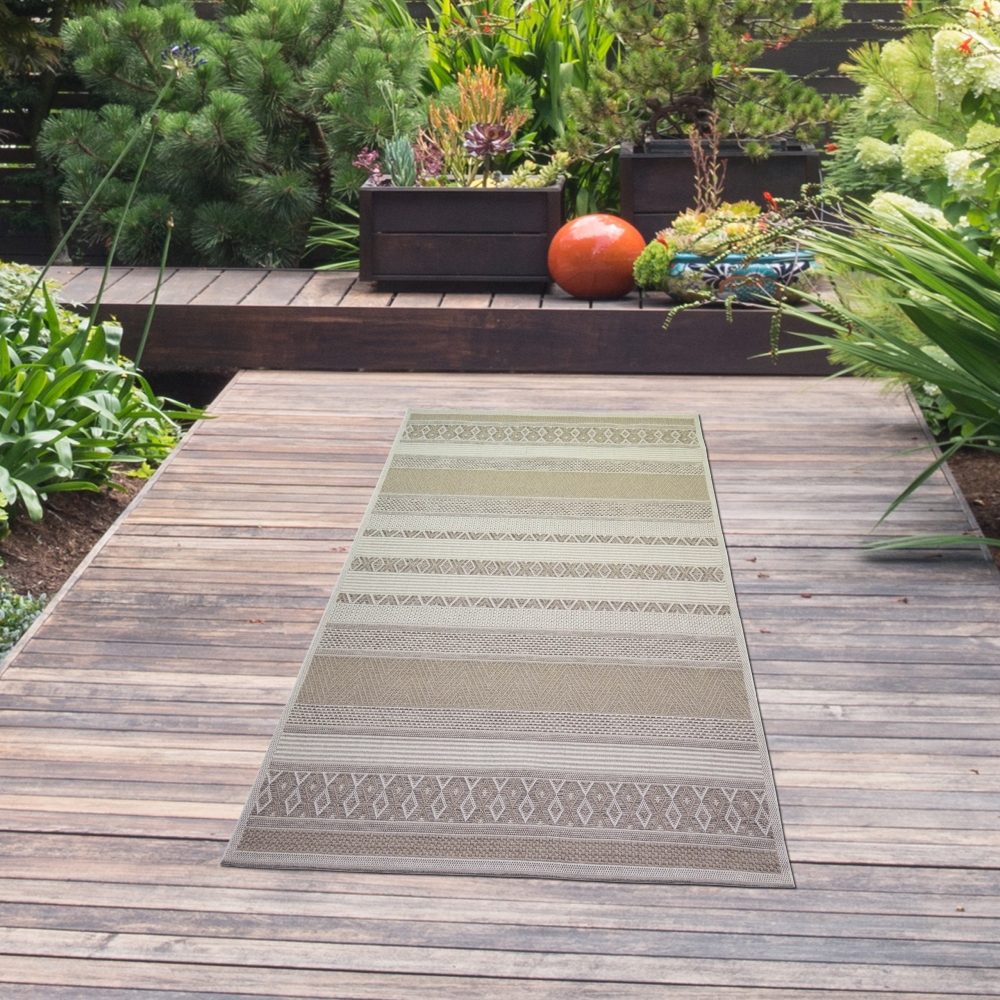 In- & Outdoor Teppich Sisal Optik Rautenmuster – beigefarben