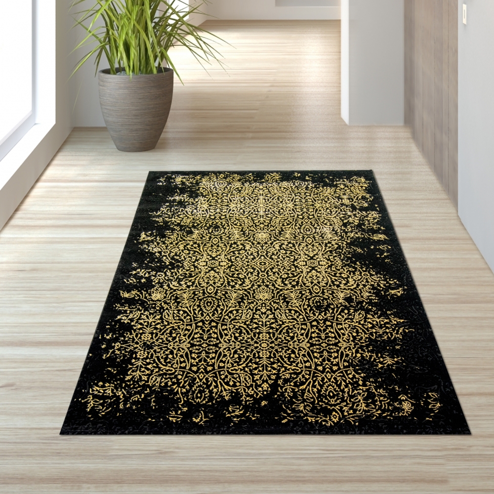 Designerteppich Ornamente in schwarz gold