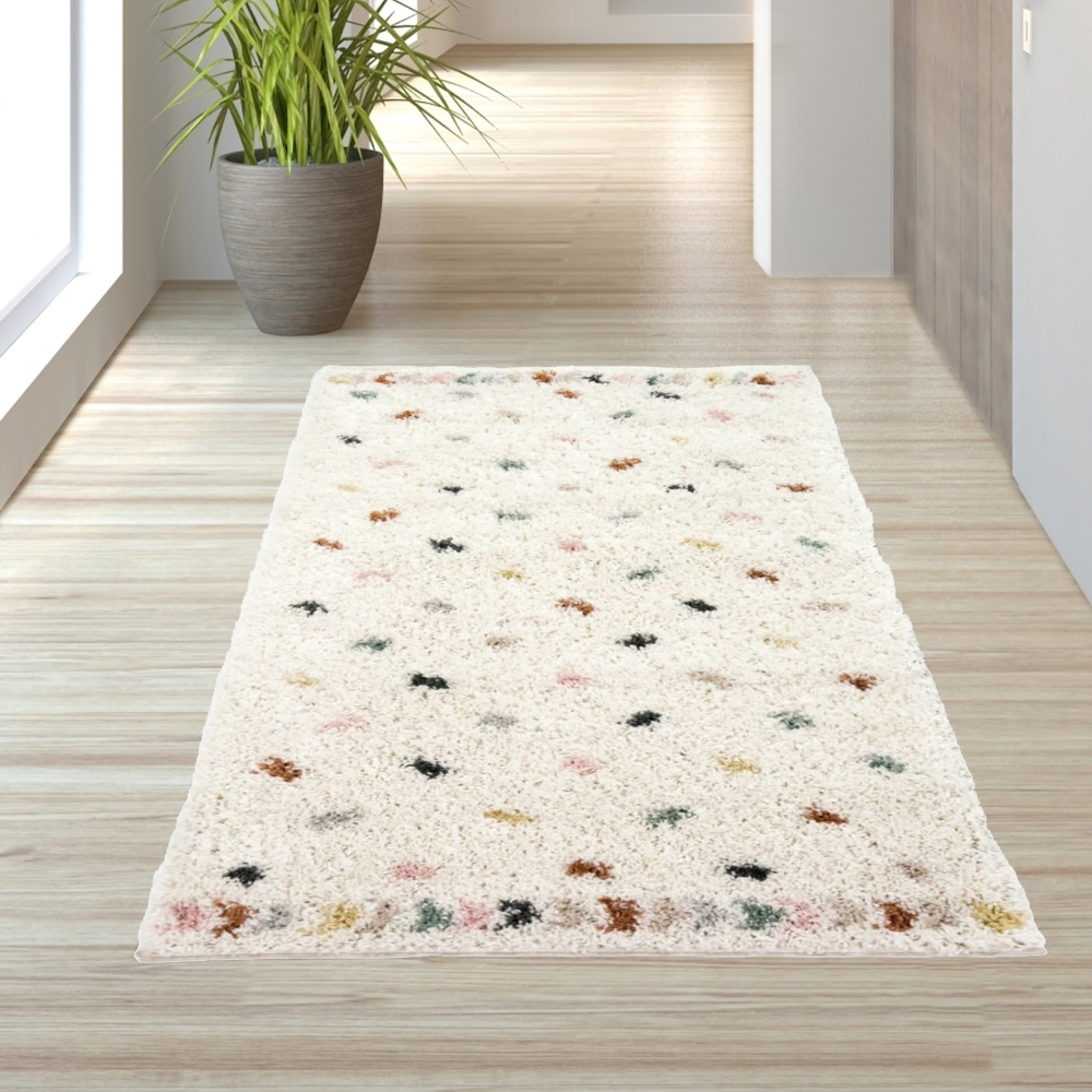 Hochflor Teppich mit Farbtupfern