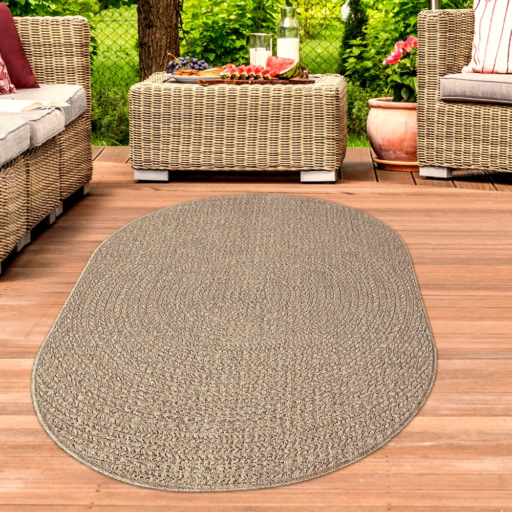 Outdoorteppich in Sisal-Optik für Balkon, Terrasse und Garten