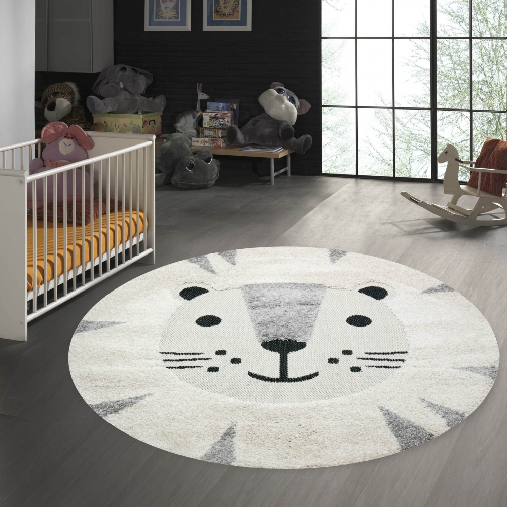 Kinderzimmer 3D Optik Katzenmotiv creme grau weiß