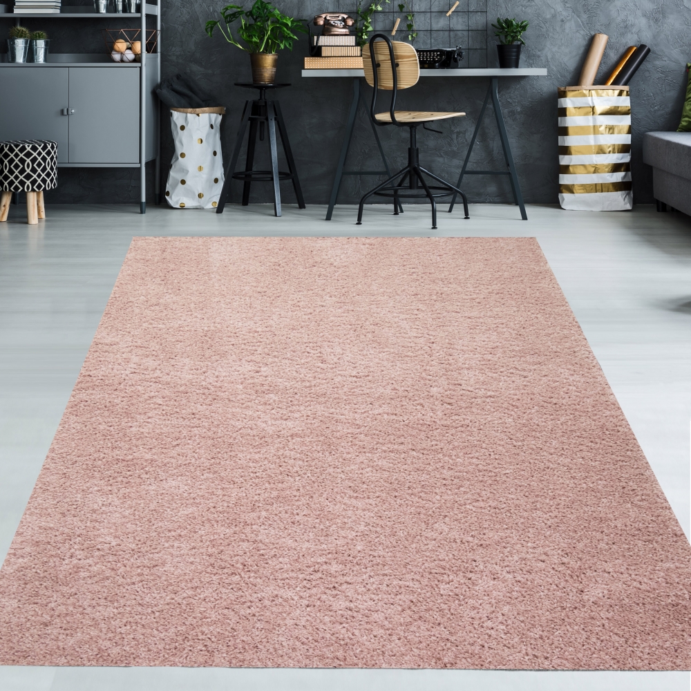 Flauschiger Shaggy Teppich in rosa