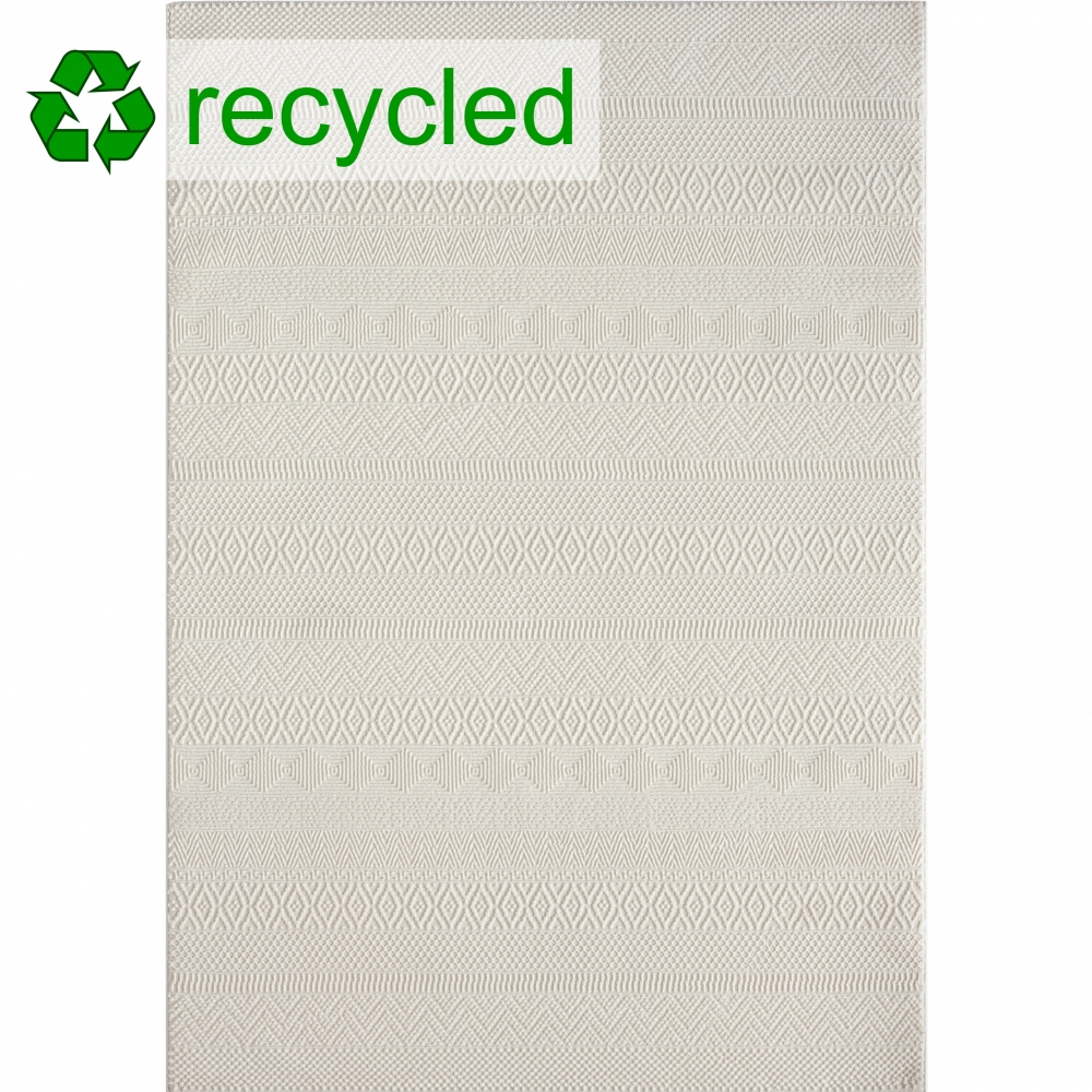 Recycle Teppich mit kleinen feinen Mustern in creme