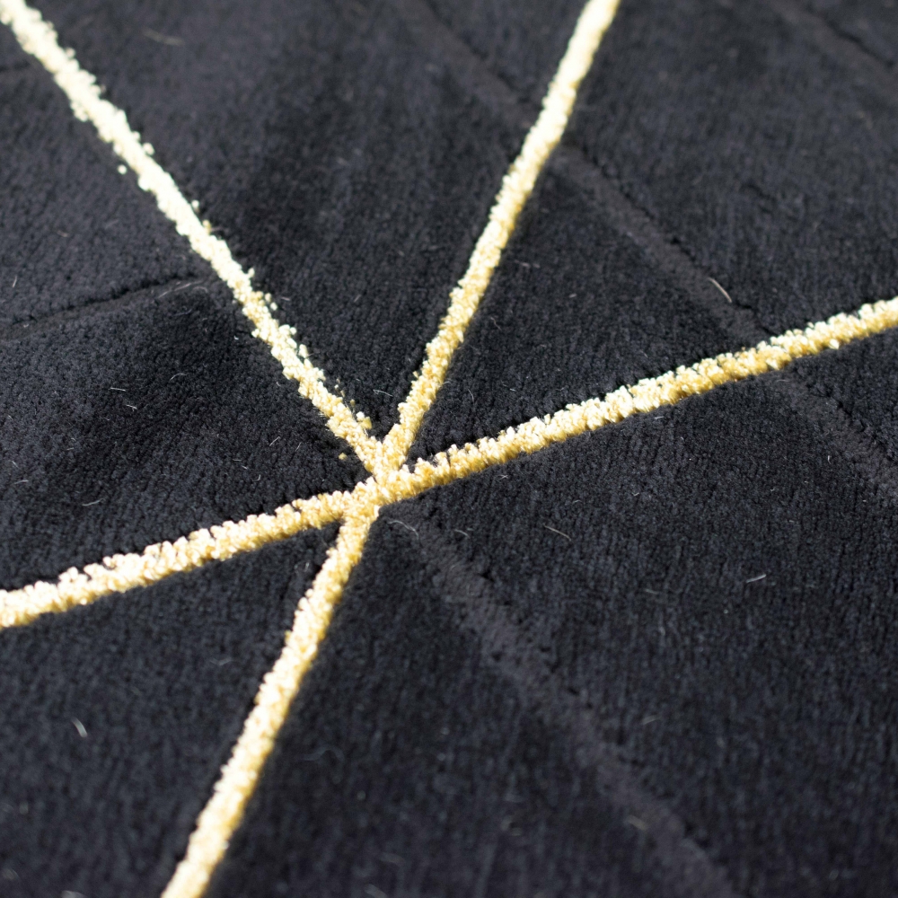 Teppich modern geometrisches Muster in schwarz gold