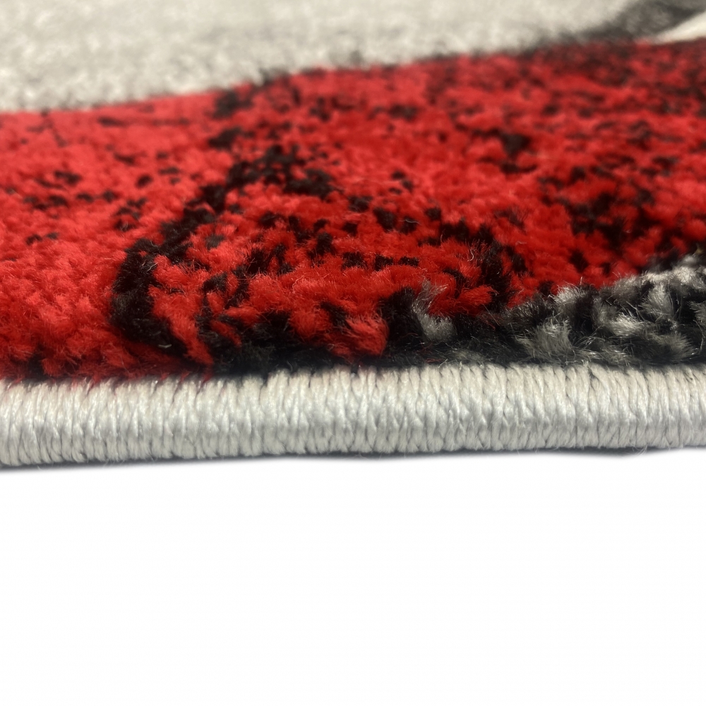 Wellendesign Teppich in rot grau