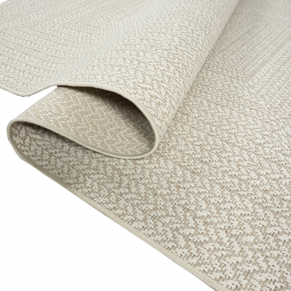 Langlebiger Outdoor-Teppich im Jute-Look Terrassen- und Gartenteppich Creme