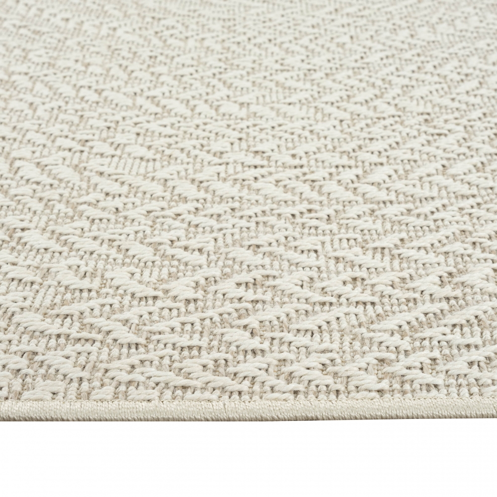 Outdoor-Teppich Terassenteppich mit Kreismuster langlebig und leicht -- beige-braun