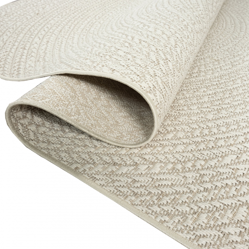 Outdoor-Teppich Terassenteppich mit Kreismuster langlebig und leicht -- beige-braun