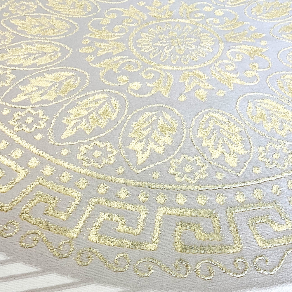 Glänzender Designerteppich mit Orientalischem Muster in weiß-gold