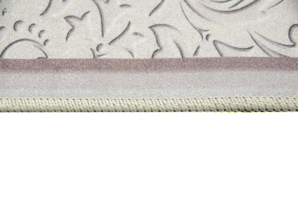 Print Teppich waschbar mit Blumen in Lila Creme Beige