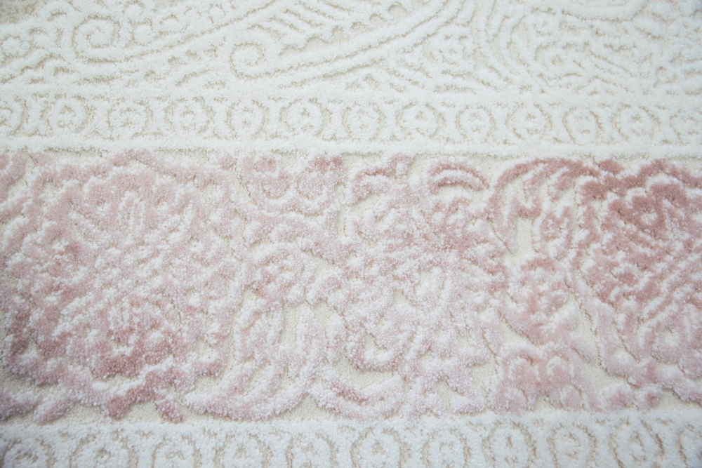 Designer Teppich mit Ornamenten in Pink Creme Beige