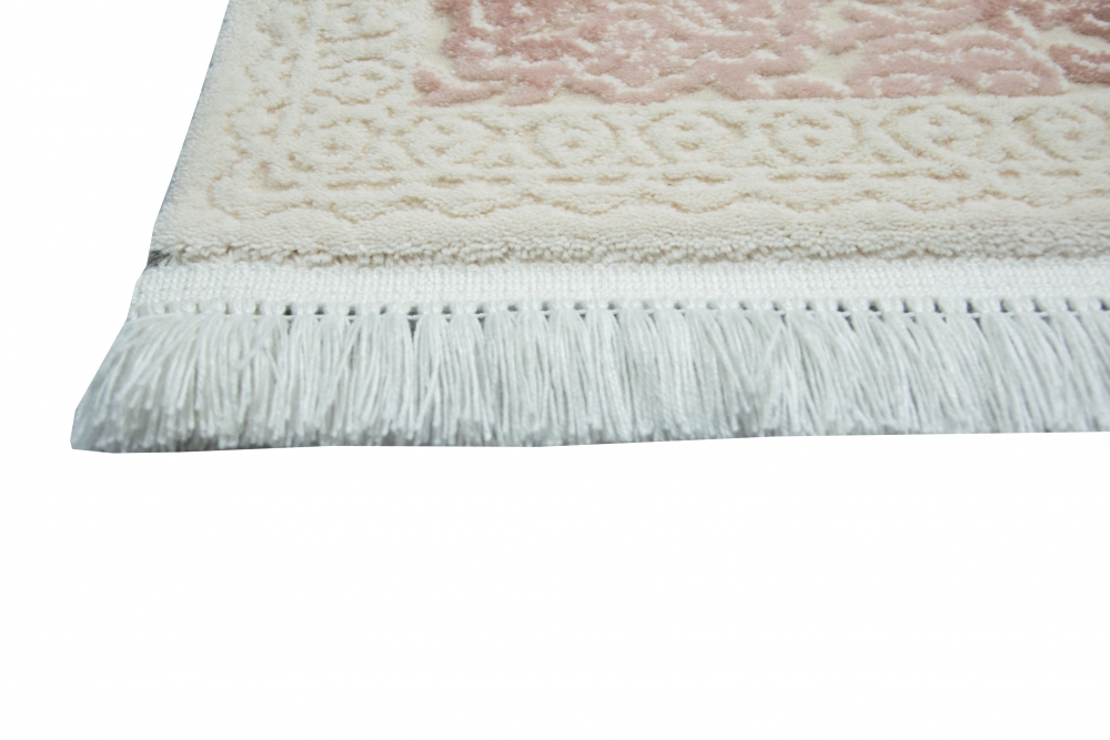 Designer Teppich mit Ornamenten in Pink Creme Beige