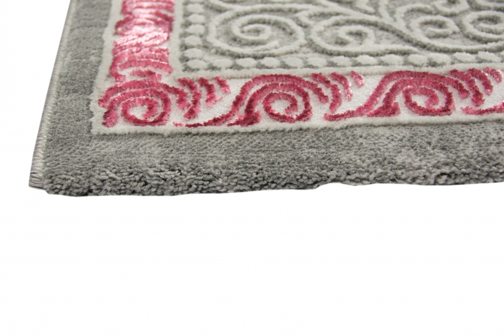 Designer Teppich Orientteppich in Grau Silber Rosa