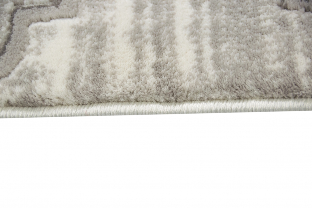 Designer Teppich Marokkanisches Muster in Grau Beige