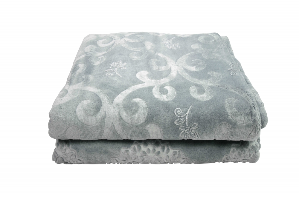 Tagesdecke Decke mit Ornamenten in grau silber