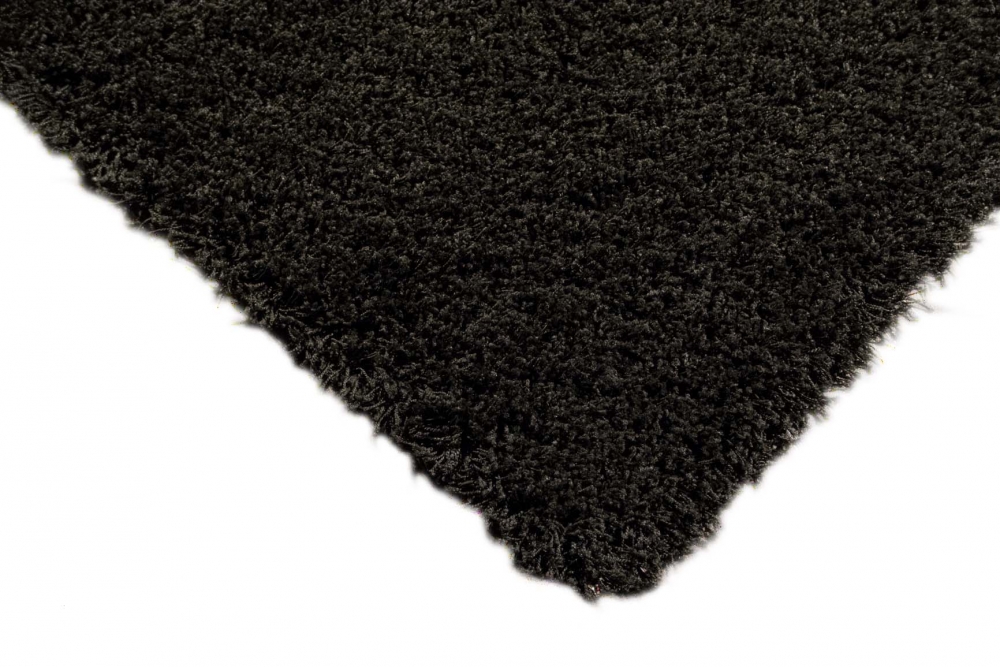 Teppich Hochflor Gemustert in Uni Design Schwarz